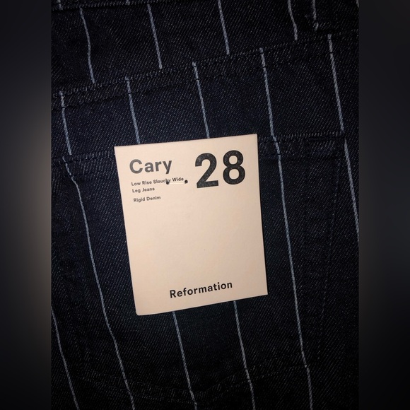 New Anthropologie x Reformation Cary Low-Rise Wide-Leg Pinstripe Lake Jeans 28 - Picture 10 of 12